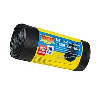 Мешки для мусора 240 л, черные, в рулоне 10 шт., ПНД 40 мкм, 1250х1000 мм, Крепак, 4607075710153 в Зеленодольске