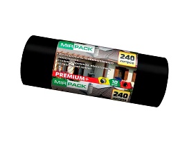 Мешки для мусора 240 л, ароматизированные, черные, в рулоне 10 шт., ПВД 45 мкм, 1300х930 мм, PREMIUM+, 24010830 в Зеленодольске