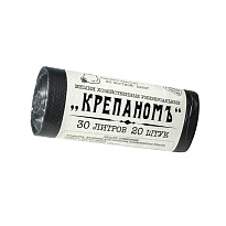 Мешки для мусора 30 л, черные, в рулоне 20 шт., ПНД, 7 мкм, 560х440 мм, Крепаномъ, 4607075710580 в Зеленодольске