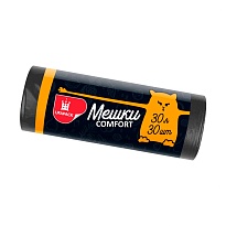 Мешки для мусора 30 л, черные, в рулоне 30 шт., ПНД, 7 мкм, 560х480 мм, Comfort, М0291 (МН 30-30ч) в Зеленодольске