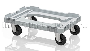 Тележка пластиковая с отверстием без тормозов серая в Зеленодольске