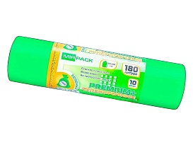 Мешки для мусора 180 л, ароматизированные, зеленые, в рулоне 10 шт., ПВД, 35 мкм, 1100х930 мм, PREMIUM+, 180105301 в Зеленодольске