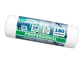 Мешки для мусора 180 л, прозрачные, в рулоне 10 шт., ПВД, 30 мкм, 1100х930 мм, PROFESSIONAL, 180104408 в Зеленодольске