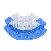 Бахилы бело-синие 1000 шт (500 пар), 48 мкм, двойная подошва, с одной резинкой, Эконом+ в Зеленодольске