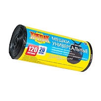 Мешки для мусора 120 л, черные, в рулоне 20 шт., ПНД, 15 мкм, 1100х700 мм, Крепак, 4607075710207 в Зеленодольске Мешки для мусора 120 л, черные, в рулоне 20 шт., ПНД, 15 мкм, 1100х700 мм, Крепак, 4607075710207 в Зеленодольске