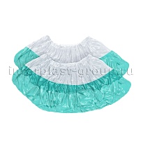 Бахилы бело-бирюзовые 1000 шт (500 пар), 48 мкм, двойная подошва, с одной резинкой, Эконом+ в Зеленодольске