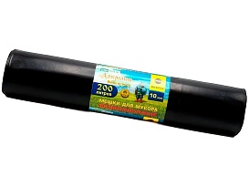 Мешки для мусора 200 л, ароматизированные, черные, в рулоне 10 шт., ПВД, 100 мкм, 1200х800 мм, Добрыня, Dob20010black в Зеленодольске
