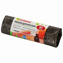 Мешки для мусора 60 л, черные, в рулоне 20 шт., ПНД, 5 мкм, 650х570 мм, Любаша, 605331 в Зеленодольске