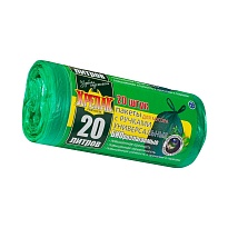 Мешки для мусора 20 л, биоразлагаемые, с ручками, черные, в рулоне 30 шт., ПНД, 10 мкм, 550х440 мм, Крепак, 4607075710047 в Зеленодольске