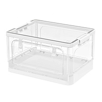 Ящик пластиковый складной прозрачный, дно белое, 360х235х230 мм, с колесиками в Зеленодольске