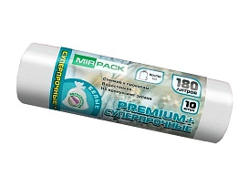 Мешки для мусора 180 л, ароматизированные, белые, в рулоне 10 шт., ПВД, 35 мкм, 1100х930 мм, PREMIUM+, 180105302 в Зеленодольске