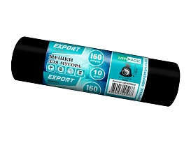 Мешки для мусора 160 л, ароматизированные, черные, в рулоне 10 шт., ПВД, 80 мкм, 1100х930 мм, EXPORT, exp16010142 в Зеленодольске