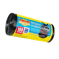 Мешки для мусора 180 л, черные, в рулоне 30 шт., ПНД, 20 мкм, 1150х800 мм, Крепак, 4607075710139 в Зеленодольске Мешки для мусора 180 л, черные, в рулоне 30 шт., ПНД, 20 мкм, 1150х800 мм, Крепак, 4607075710139 в Зеленодольске