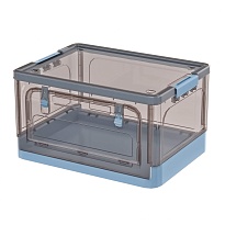 Ящик пластиковый складной прозрачный коричневый, дно синее,490х360х280 мм, с колесиками в Зеленодольске