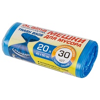 Мешки для мусора 20 л, синие, в рулоне 30 шт., ПНД, 8 мкм, 500х450 мм, LAIMA, 607682 в Зеленодольске