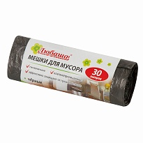 Мешки для мусора 30 л, черные, в рулоне 20 шт., ПНД, 5 мкм, 550х470 мм, Любаша эконом, 605329 в Зеленодольске Мешки для мусора 30 л, черные, в рулоне 20 шт., ПНД, 5 мкм, 550х470 мм, Любаша эконом, 605329 в Зеленодольске