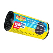 Мешки для мусора 120 л, черные, в рулоне 30 шт., ПНД, 15 мкм, 1100х700 мм, Крепак, 4607075710122 в Зеленодольске