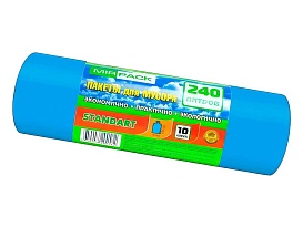 Мешки для мусора 240 л, ароматизированные, синие, в рулоне 10 шт., ПВД 30 мкм, 1300х930 мм, STANDART, 24010661 в Зеленодольске Мешки для мусора 240 л, ароматизированные, синие, в рулоне 10 шт., ПВД 30 мкм, 1300х930 мм, STANDART, 24010661 в Зеленодольске