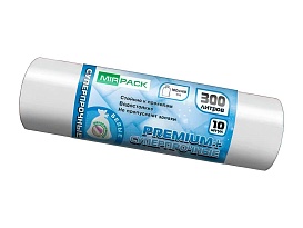 Мешки для мусора 300 л, белые, в рулоне 10 шт., ПВД 70 мкм, 1400х1000 мм, PREMIUM+, 300101602 в Зеленодольске