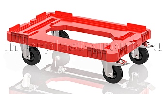 Тележка пластиковая с отверстием 2 колеса с тормозом усиленная красная в Зеленодольске Тележка пластиковая с отверстием 2 колеса с тормозом усиленная красная в Зеленодольске