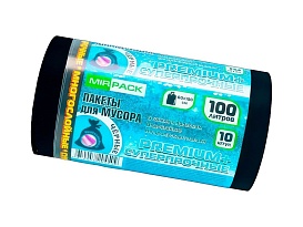 Мешки для мусора 100 л, черные, в рулоне 10 шт., ПВД, 70 мкм, 1000х600 мм, PREMIUM+, 1001076 в Зеленодольске