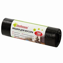 Мешки для мусора 180 л, черные, в рулоне 10 шт., ПВД, 24 мкм, 1060х800 мм, Любаша, 605336 в Зеленодольске Мешки для мусора 180 л, черные, в рулоне 10 шт., ПВД, 24 мкм, 1060х800 мм, Любаша, 605336 в Зеленодольске