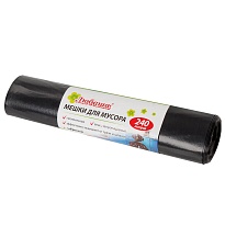 Мешки для мусора 240 л, черные, в рулоне 5 шт., ПВД 30 мкм, 1300х900 мм, Любаша, 605338 в Зеленодольске