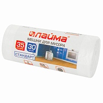 Мешки для мусора 35 л, белые, в рулоне 30 шт., ПНД, 6 мкм, 550х480 мм, LAIMA, 605538 в Зеленодольске