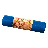 Мешки для мусора 100 л, с завязками, синие, в рулоне 10 шт., ПВД, 40 мкм, 840х670 мм, Концепция Быта Vitalux, 604933 в Зеленодольске